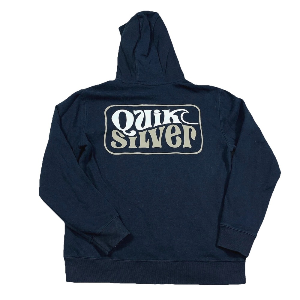 Quiksilver Hoodie Men Medium Black Skate Skateboards Spellout Pullover Adult